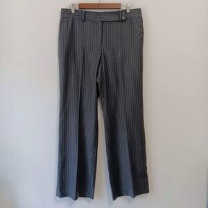 Ann Taylor Pants Womens 12 Gray Pinstripe Margo Fit Wool‎ Blend Lined Dress Work